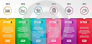 Diagram chart, Growth chart and Sharing economy icons set. Investment, Handout and Blood donation signs. Vector photo