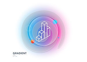 Diagram chart line icon. Column 3d graph sign. Gradient blur button. Vector