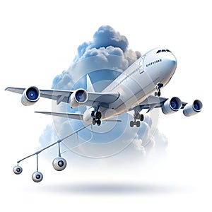 Cloud Computing Diagram, Isolated on White Background