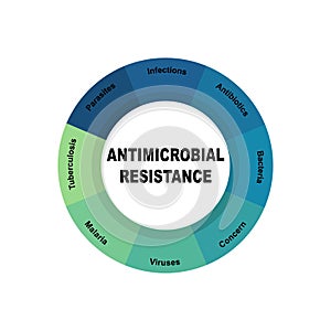 Diagram concept with Antimicrobial Resistance text and keywords. EPS 10 isolated on white background