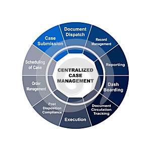 Diagram concept with Centralized Case Management text and keywords. EPS 10 isolated on white background