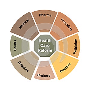 Diagram concept with Health Care Reform text and keywords. EPS 10 isolated on white background