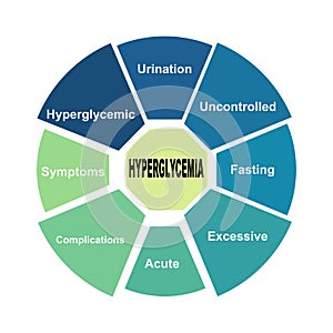 Diagram concept with Hyperglycemia text and keywords. EPS 10 isolated on white background