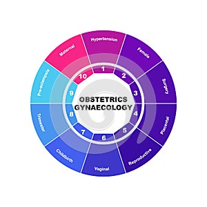Diagram concept with Obstetrics Gynaecology text and keywords. EPS 10 isolated on white background