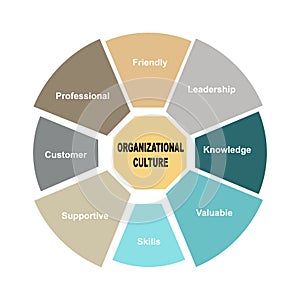 Diagram concept with Organizational Culture text and keywords. EPS 10 isolated on white background