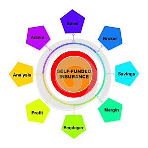 Diagram concept with Self-Funded Insurance text and keywords. EPS 10 isolated on white background photo