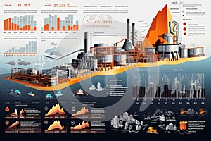 A diagram featuring a factory emitting a large amount of smoke, symbolizing the intense activity and environmental impact of a