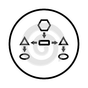 Diagram, flowchart, work flow icon. Rounded black vector design