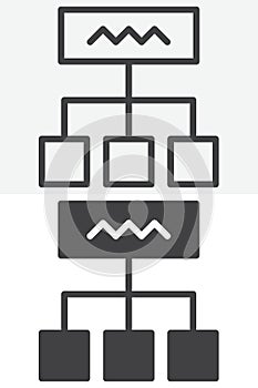 Diagram hierarchy line and solid vector icon set
