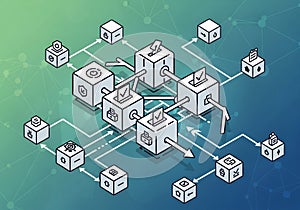 Diagram illustrating a blockchain network with interconnected