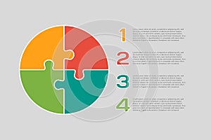 Diagram infographic timeline, circle puzzle jigsaw