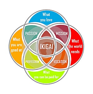 Diagram of Japanese ikigai concept photo