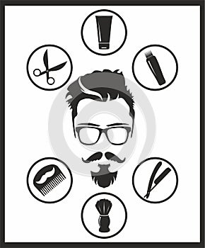 Diagram of men's beard and beauty accessories