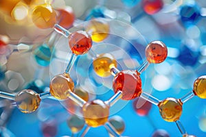 Diagram of a molecular model with background of atomic and molecular science