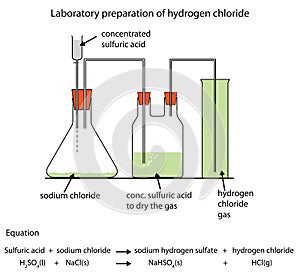 Diagram of preparation of hydrogen chloride gas photo