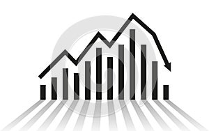 Diagram with recession and bankruptcy. Graph with decrease report. Business and finance vector