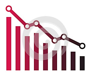 Diagram with recession and bankruptcy progress. Graph with decrease report. Business and finance