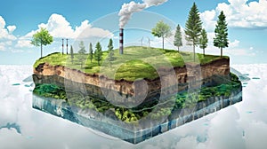 A diagram showing how carbon dioxide emissions can be captured and stored underground through carbon sequestration