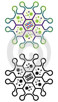 Diagrammatic virus cross section