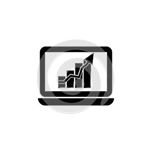 Diagramma on laptop icon. Trend diagram element icon. Business analytics concept design icon. Signs and symbols icon for websites, photo