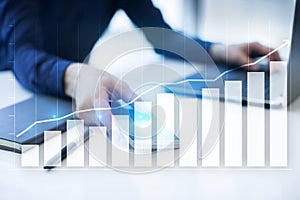 Diagrams and graphs. Business strategy, data analysis, financial growth concept.