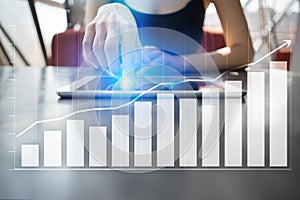 Diagrams and graphs. Business strategy, data analysis, financial growth concept.