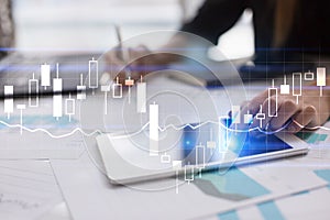 Diagrams and graphs. Business strategy, data analysis technology concept.