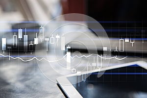 Diagrams and graphs. Business strategy, data analysis technology concept.