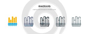 Diagrams icon in different style vector illustration. two colored and black diagrams vector icons designed in filled, outline,