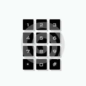 Dial Icon. Number, Keypads for Call, Phone, Communication Device, or Contact Number. Basic RGB