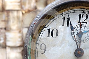 The dial of the old clock close up