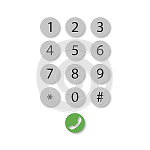 Dial pad on phone with shadow,