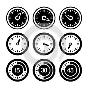 Dial and Timers Icons Set. Vector