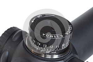 Dial to adjust elevation on a riflescope