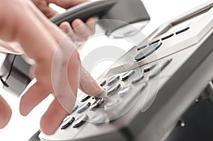 Dialing a phone number closeup