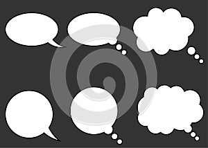 Dialog box icon, chat cartoon bubbles. Thinking cloud.
