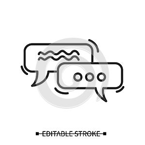 Dialog icon. Rectangular speech bubble pictograms wih text. Thin line vector illustration