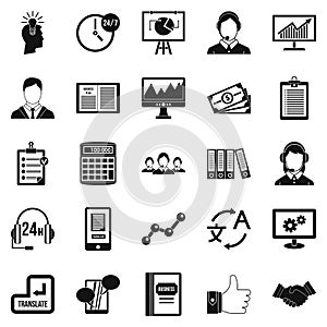 Dialog icons set, simple style