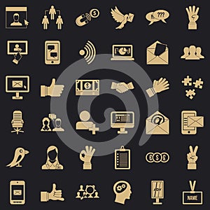 Dialog icons set, simple style