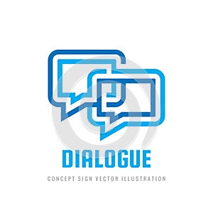 Dialogue - concept business logo template vector illustration. Talking chat abstract sign. Message speech bubbles symbol.