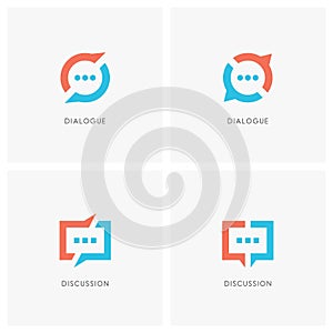 Dialogue and discussion logo set
