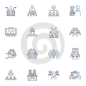 Dialogue line icons collection. Exchange, Communication, Conversation, Debate, Discourse, Interaction, Argument vector