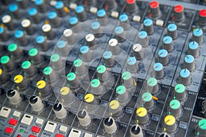 Dials on a audio mixing console