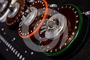 Dials from a World War 2 'Bombe' checking machine used to crack the German 'Enigma' codes photo