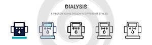 Dialysis icon in filled, thin line, outline and stroke style. Vector illustration of two colored and black dialysis vector icons