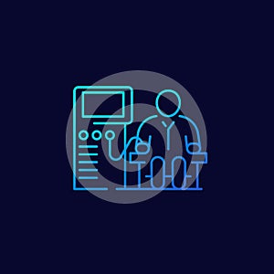 dialysis machine and patient line icon