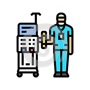 dialysis technician dialyzer color icon vector illustration