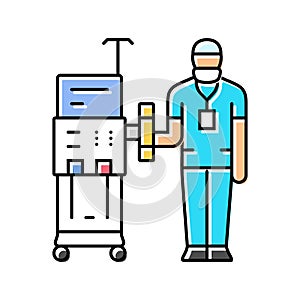 dialysis technician dialyzer color icon vector illustration