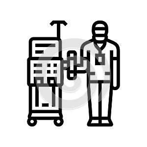 dialysis technician dialyzer line icon vector illustration