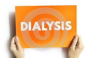 Dialysis text quote on card, medical concept background